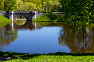 Fototapeta na wymiar beautiful panorama of the nature of the Gatchina park