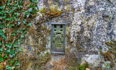 Ordnance Survey Bench Mark Flush Bracket on Whitehall Bridge, Daneway Stroud. This flush bracket...