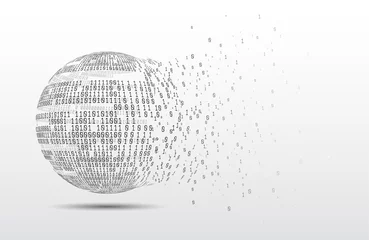 Foto op Aluminium Binary code globe. Technology planet. Big data. Global network. Artificial intelligence. From chaos to system.  © Yuri Hoyda