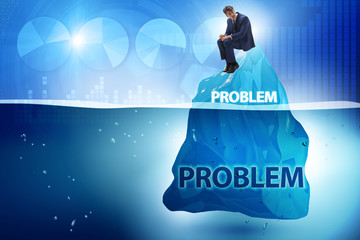 Businessman in problem concept with iceberg