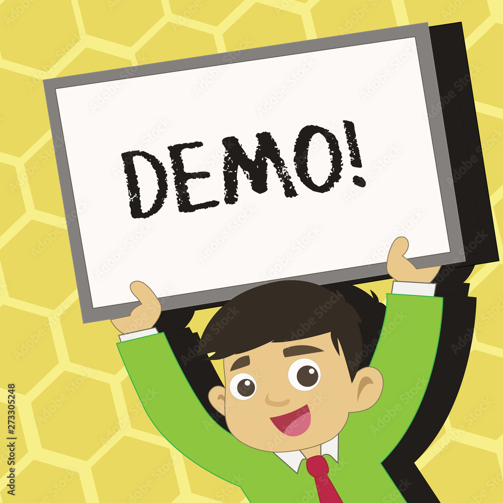 Poster text sign showing demo. conceptual photo trial beta version free test sample preview of something pr