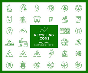 Set of Recycling icons in line	