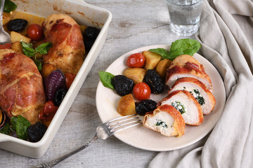 Sliced Stuffed Chicken Breast