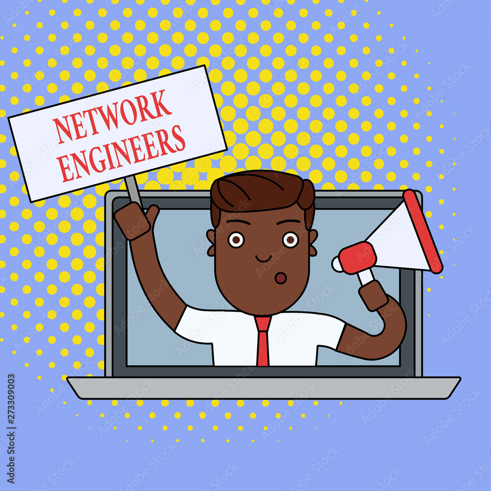 Poster text sign showing network engineers. conceptual photo technology professional skilled in computer sy