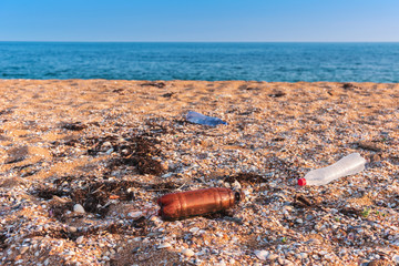 Global problem- plastic pollution beach