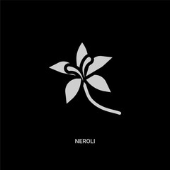 white neroli vector icon on black background. modern flat neroli from nature concept vector sign symbol can be use for web, mobile and logo.