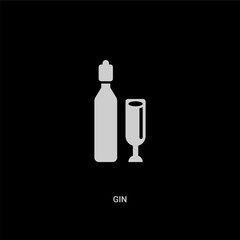 white gin vector icon on black background. modern flat gin from gastronomy concept vector sign symbol can be use for web, mobile and logo.