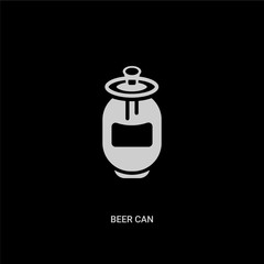 white beer can vector icon on black background. modern flat beer can from gastronomy concept vector sign symbol can be use for web, mobile and logo.