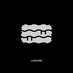 white lasagne vector icon on black background. modern flat lasagne from gastronomy concept vector sign symbol can be use for web, mobile and logo.