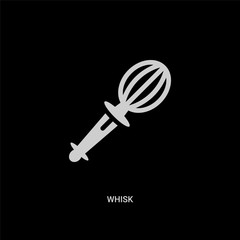 white whisk vector icon on black background. modern flat whisk from gastronomy concept vector sign symbol can be use for web, mobile and logo.