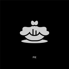 white pie vector icon on black background. modern flat pie from gastronomy concept vector sign symbol can be use for web, mobile and logo.