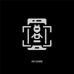 white ar game vector icon on black background. modern flat ar game from general concept vector sign symbol can be use for web, mobile and logo.