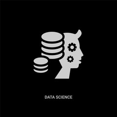 white data science vector icon on black background. modern flat data science from general concept vector sign symbol can be use for web, mobile and logo.