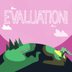 Handwriting text Evaluation. Conceptual photo Judgment Feedback Evaluate the quality perforanalysisce of something Mountain View with Marked Hiking Trail and Trekking Tracks for Outdoor Ads