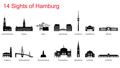 12 Sights of Hamburg - obrazy, fototapety, plakaty