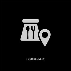 white food delivery vector icon on black background. modern flat food delivery from general concept vector sign symbol can be use for web, mobile and logo.