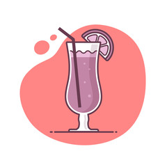 Generic summer cocktail vector illustration in monoline / line art style
