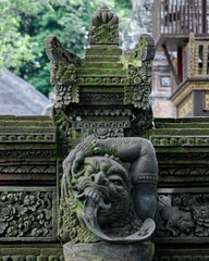 ancient wall in the Sacred Monkey Forest Sanctuary in Bali, Indonesia