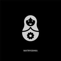 white matryoshka vector icon on black background. modern flat matryoshka from general concept vector sign symbol can be use for web, mobile and logo.