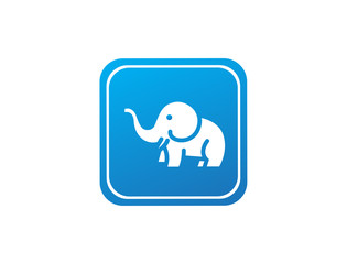 Cute elephant with Hose up and horns logo design in the shape
