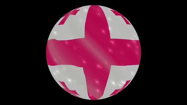 Georgia flag in a round ball rotates. Flicker and shine. Animation loop