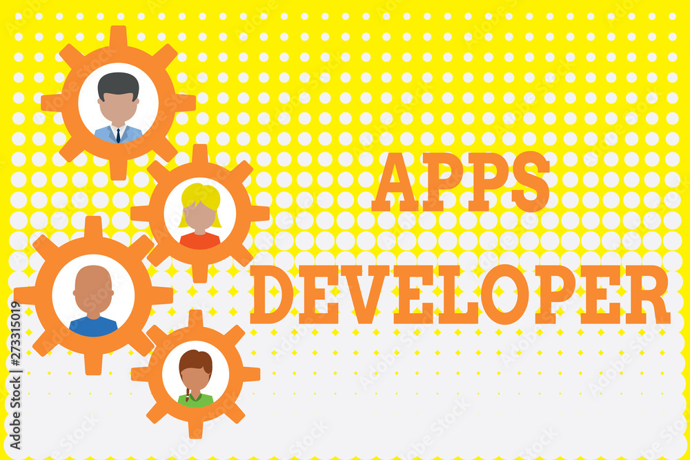 Poster conceptual hand writing showing apps developer. concept meaning graphic artist software programmer a