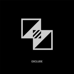 Naklejka premium white exclude vector icon on black background. modern flat exclude from geometric figure concept vector sign symbol can be use for web, mobile and logo.