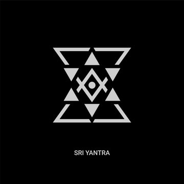 white sri yantra vector icon on black background. modern flat sri yantra from geometric figure concept vector sign symbol can be use for web, mobile and logo.