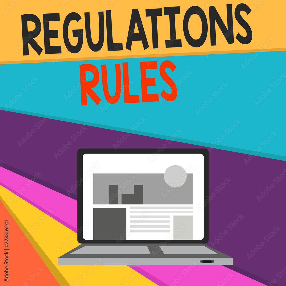 Poster handwriting text writing regulations rules. conceptual photo standard statement procedure govern to 