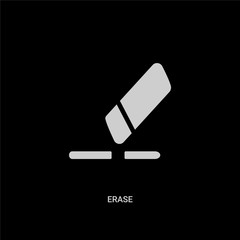white erase vector icon on black background. modern flat erase from geometry concept vector sign symbol can be use for web, mobile and logo.