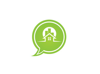 home symbol a big sun behind the house logo design, city or town illustration in a chat icon