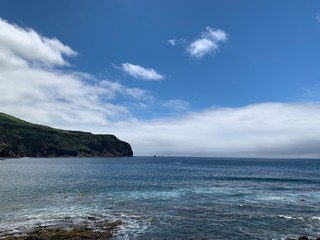 Plakat sea and blue sky on São Miguel island, Azores, Portugal near Ponta De Mosteiros