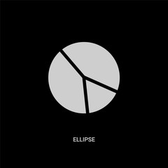 white ellipse vector icon on black background. modern flat ellipse from geometry concept vector sign symbol can be use for web, mobile and logo.