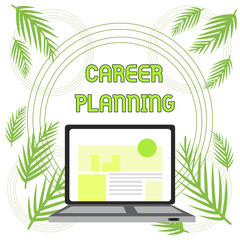 Handwriting text Career Planning. Conceptual photo Strategically plan your career goals and work success Open Modern Laptop Switched On with Website Homepage on Screen Web Search