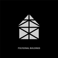 white polygonal buildings of small triangles vector icon on black background. modern flat polygonal buildings of small triangles from geometry concept vector sign symbol can be use for web, mobile