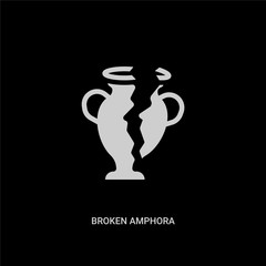 white broken amphora vector icon on black background. modern flat broken amphora from greece concept vector sign symbol can be use for web, mobile and logo.
