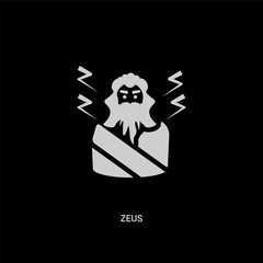 white zeus vector icon on black background. modern flat zeus from greece concept vector sign symbol can be use for web, mobile and logo.