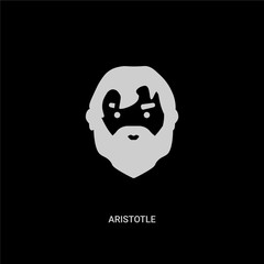 white aristotle vector icon on black background. modern flat aristotle from greece concept vector sign symbol can be use for web, mobile and logo.