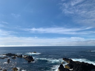 sea and rocks on São Miguel island, Azores, Portugal near Ponta De Mosteiros