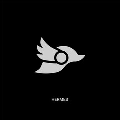 white hermes vector icon on black background. modern flat hermes from greece concept vector sign symbol can be use for web, mobile and logo.