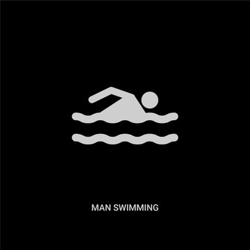 white man swimming vector icon on black background. modern flat man swimming from gym and fitness concept vector sign symbol can be use for web, mobile and logo.
