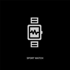 white sport watch vector icon on black background. modern flat sport watch from gym and fitness concept vector sign symbol can be use for web, mobile and logo.