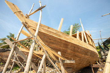 Place for macking traditional wooden boats in Sulawesi Bria Indoneisa