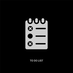 white to do list vector icon on black background. modern flat to do list from gym and fitness concept vector sign symbol can be use for web, mobile and logo.