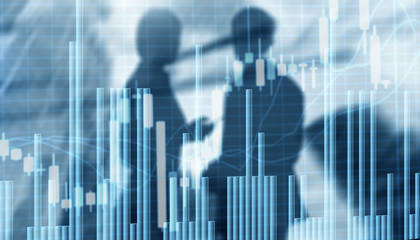 Stock Market Graph and Bar Chart. Abstract blurred universal business background.