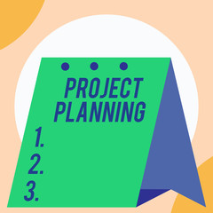 Handwriting text Project Planning. Conceptual photo schedules such as Gantt charts to plan report progress Open big standing calendar Desk monthly planner Geometrical background