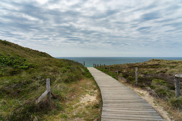 Sylt - View from boardwalk to Grass-Dunes at Kampen Red Cliff / Germany