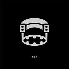 white tire vector icon on black background. modern flat tire from gym equipment concept vector sign symbol can be use for web, mobile and logo.