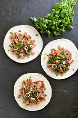 Pulled pork soft tacos