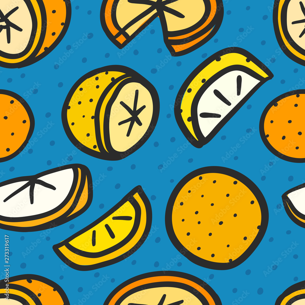 Poster Seamless pattern with oranges. Vector background